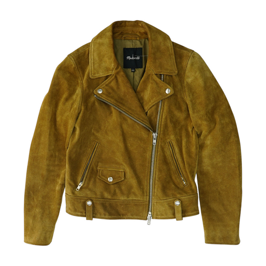 Khaki Solid Leather Jacket