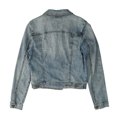 Blue Solid Denim Jacket