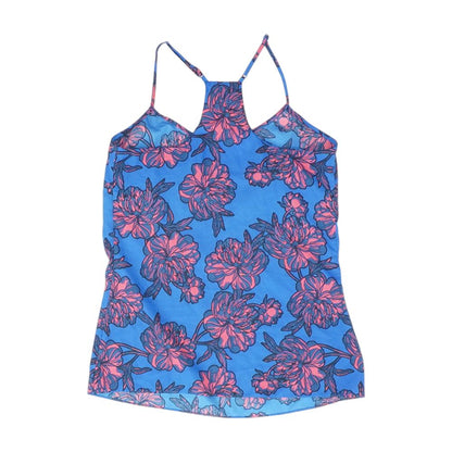 Blue Floral Sleeveless Blouse