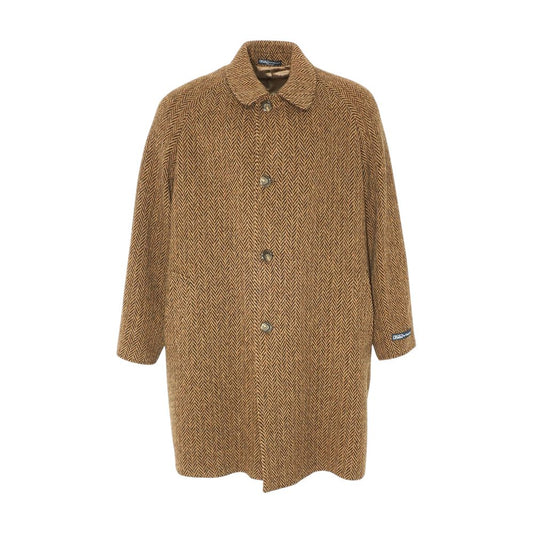 Brown-Tan Wool Chevron Coat