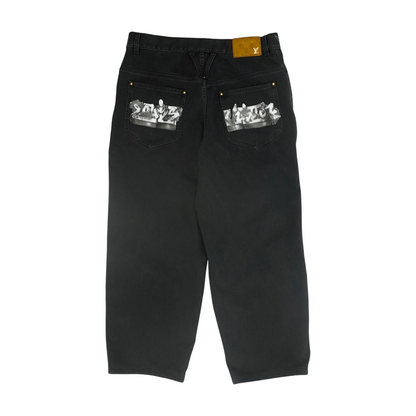 Black Pocket Logo Graffiti Jean