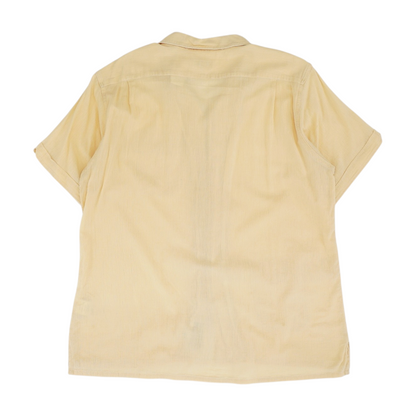 Orange Solid Short Sleeve Button Down