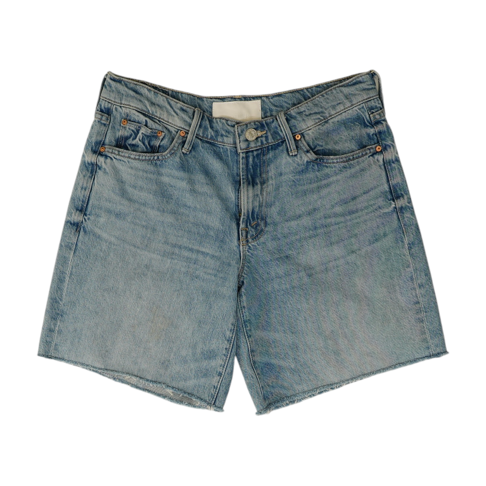 Blue Solid Denim Shorts