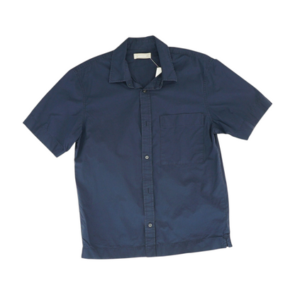 Navy Solid Short Sleeve Button Down
