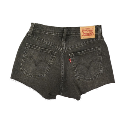 Black Solid Denim Shorts
