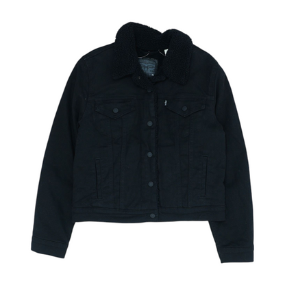 Black Solid Denim Jacket