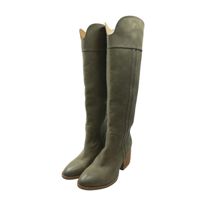 Gray Knee-High Boots