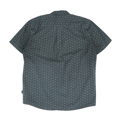 Navy Print Short Sleeve Button Down