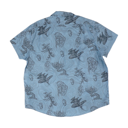 Blue Abstract Short Sleeve Button Down