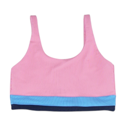 Pink Color Block Swim Top