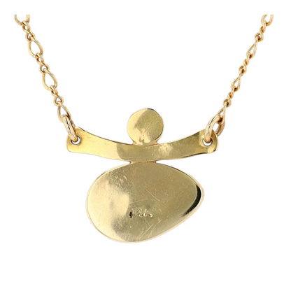14K Yellow Gold Opal Pendant Necklace