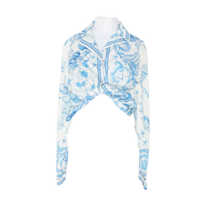 Informal Shirt Underwater Barocco Bicolour Foulard On Cotton Poplin