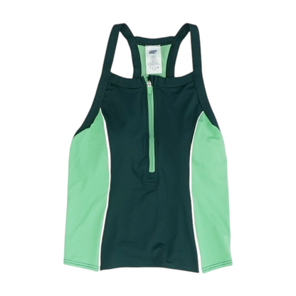 Green Color Block Swim Top