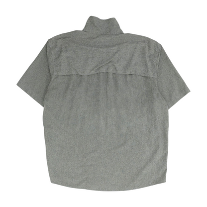 Gray Solid Short Sleeve Button Down