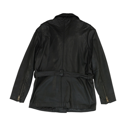 Vintage Black Solid Leather Jacket