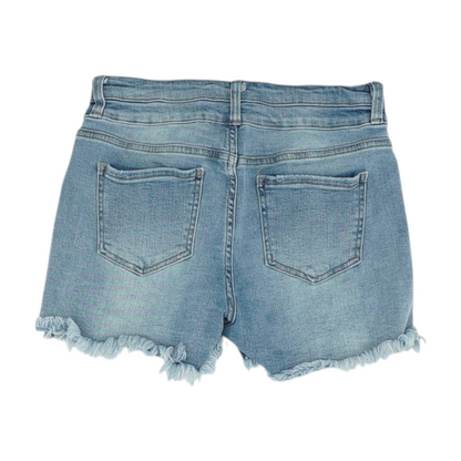 Blue Solid Denim Shorts