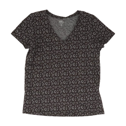 Gray Animal Print V Neck T-Shirt