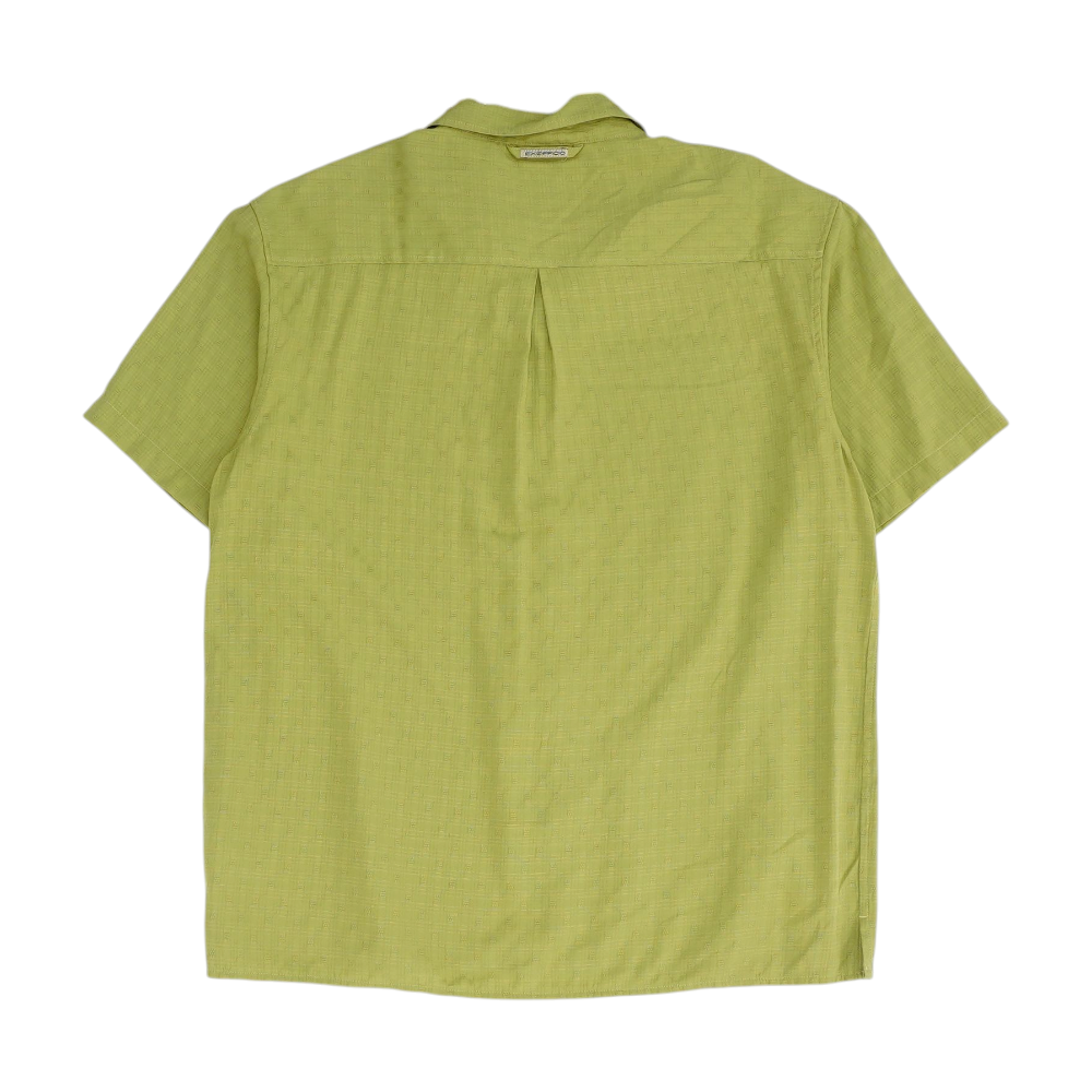 Green Solid Short Sleeve Button Down