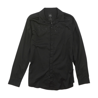 Black Solid Long Sleeve Button Down