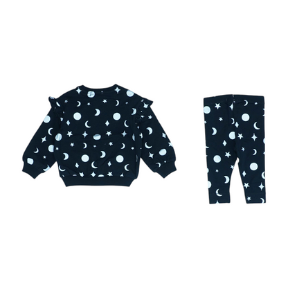 Black Print Long Sleeve Set