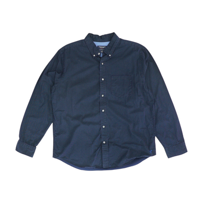 Navy Polka Dot Long Sleeve Button Down