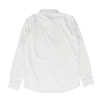 White Solid Long Sleeve Button Down