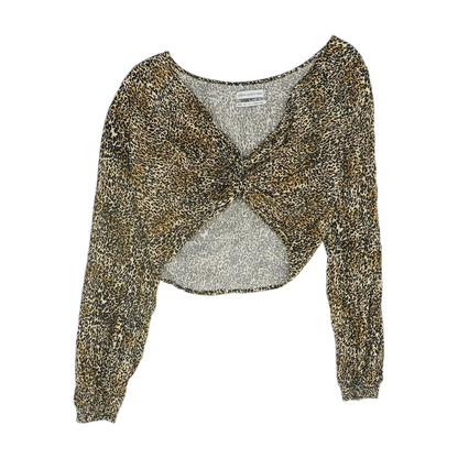 Beige Animal Print Cropped Blouse