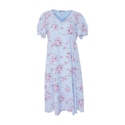 Blue Floral Midi Dress