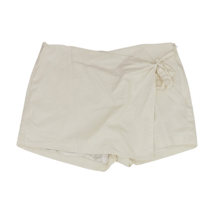 White Solid Knit Shorts