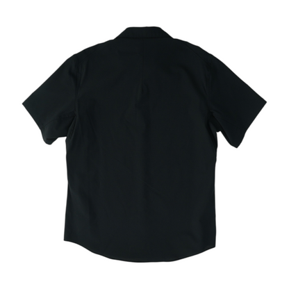 Black Solid Short Sleeve Button Down