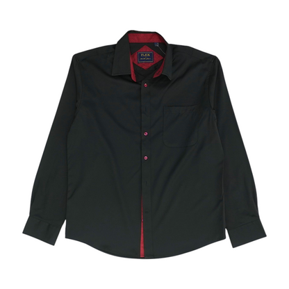 Black Solid Long Sleeve Button Down