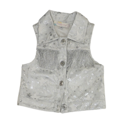 Silver Print Short Sleeve Button Down