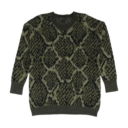 Neon Green Print Pullover Sweater