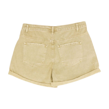 Khaki Solid Denim Shorts