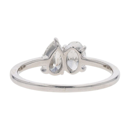 1 Ct 14K White Gold Oval And Pear Lab Grown Diamond Engagement Ring