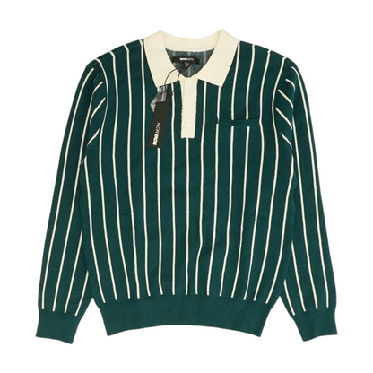 Teal Striped Long Sleeve Polo