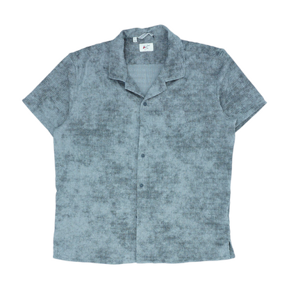 Gray Solid Short Sleeve Button Down