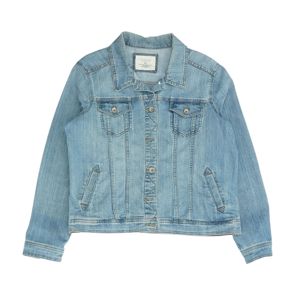Blue Solid Denim Jacket