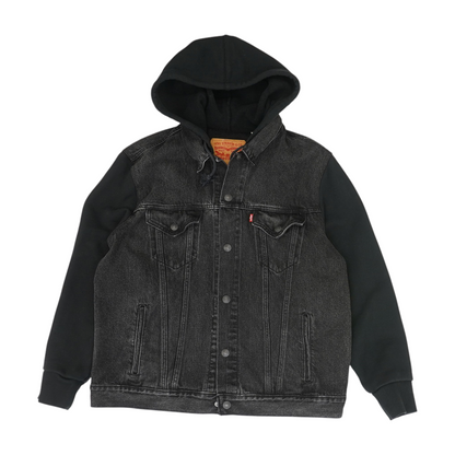 Black Solid Denim Jacket