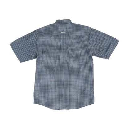 Blue Plaid Short Sleeve Button Down