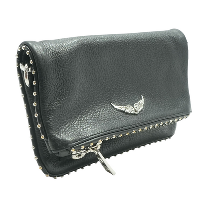 Black Studded Leather Clutch