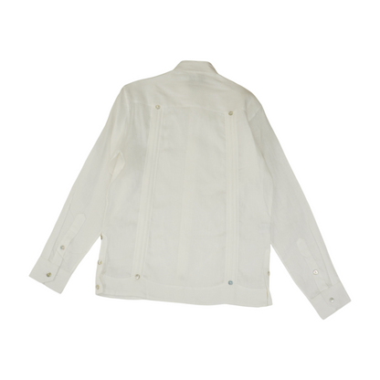White Solid Long Sleeve Button Down
