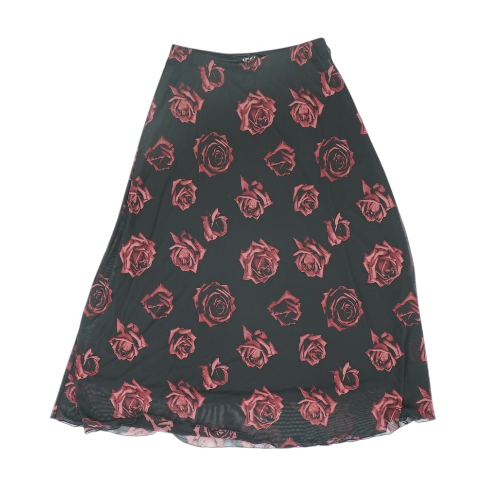 Black Floral Midi Skirt