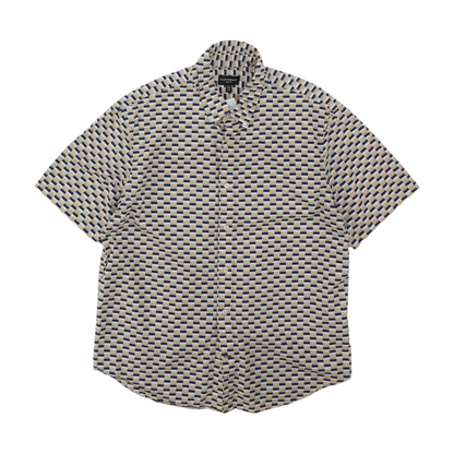 Beige Check Short Sleeve Button Down