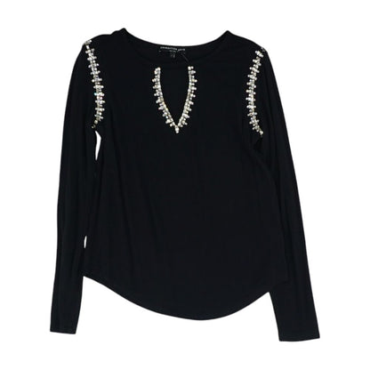Black Solid Long Sleeve Blouse