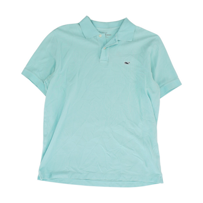 Blue Solid Short Sleeve Polo
