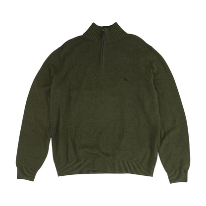 Green Solid 1/4 Zip Sweater