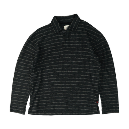 Charcoal Striped Long Sleeve Polo