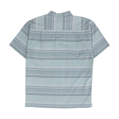 Green Striped Short Sleeve Button Down