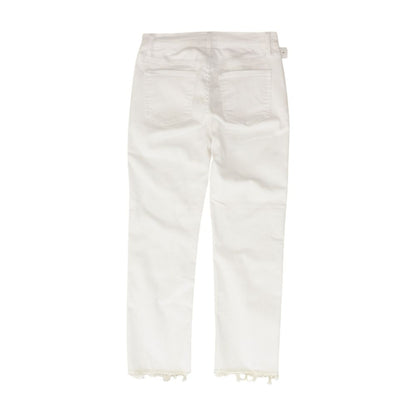 White Solid Capri Regular Jeans